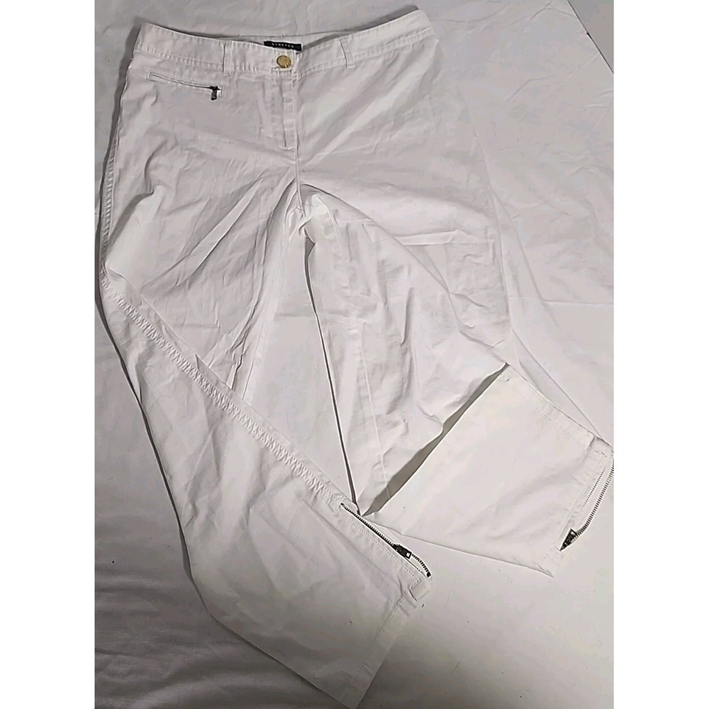 Jones New York Signature White Ankle Pants Zipper Front Pocket Straight Leg Size